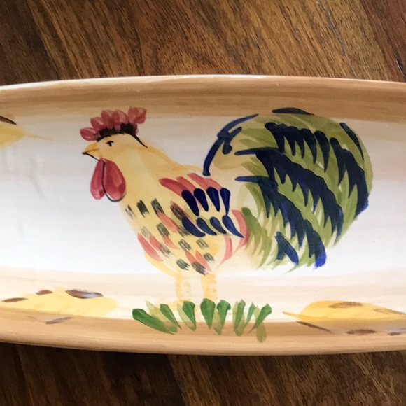 Hand Painted Rooster Serving Plate - Picture 3 of 5
